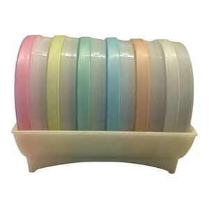 Vintage Tupperware Wagon Wheel Pastel Coasters w/ Holder Retro
